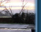 Frosty pool at sunset